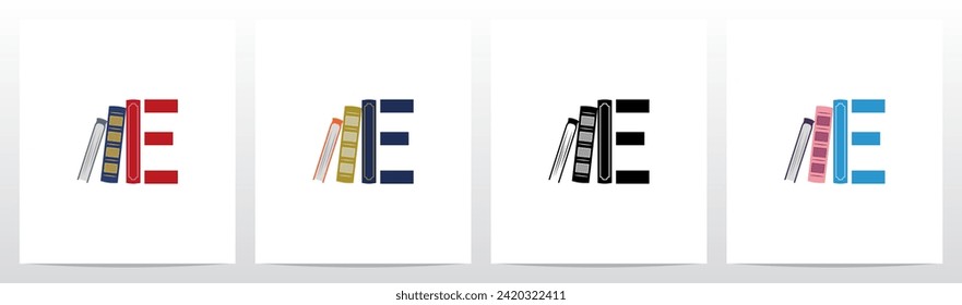 Bookshelf Standing Letter Logo Design E