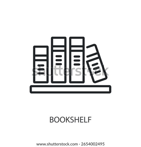 Bookshelf thin line vector icons.