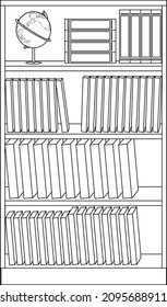 Bookshelf vector. Coloring bookshelf. Suitable for coloring book stock