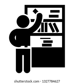 Bookshelf vector element, pictogram.