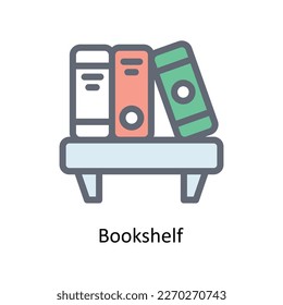 Bookshelf Vector  Fill outline Icons. Simple stock illustration stock