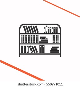 Bookshelf vector grey icon on white background. Bookshelf symbol stock   illustration. Business picture.