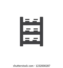 Bookshelf vector icon. filled flat sign for mobile concept and web design. Shelf and books simple solid icon. Symbol, logo illustration. Pixel perfect vector graphics