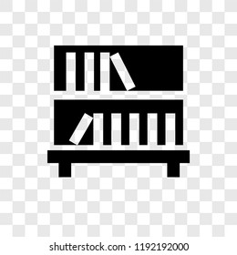 Bookshelf vector icon isolated on transparent background, Bookshelf transparency logo concept