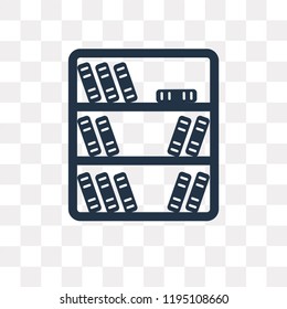 Bookshelf vector icon isolated on transparent background, Bookshelf transparency concept can be used web and mobile