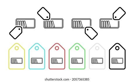 Bookshelf vector icon in tag set illustration for ui and ux, website or mobile application