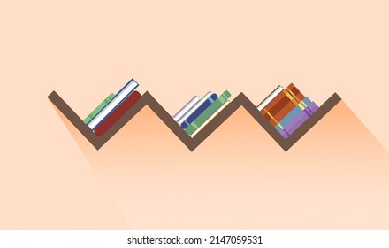bookshelf in vector illustration, flat illustration for book case, modern design for bookshelves for living room or library