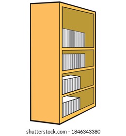 bookshelf vector illustration,isolated on white background for education,top view