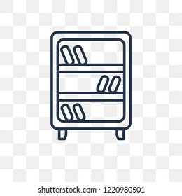 Bookshelf vector outline icon isolated on transparent background, high quality linear Bookshelf transparency concept can be used web and mobile