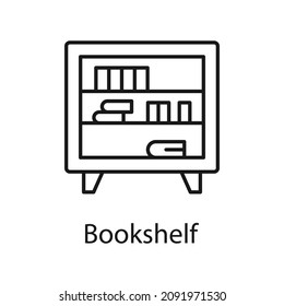 Bookshelf vector outline icon for web isolated on white background EPS 10 file