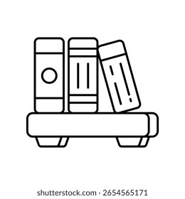 Bookshelf  Vector outline illustration style icon. EPS 10 file