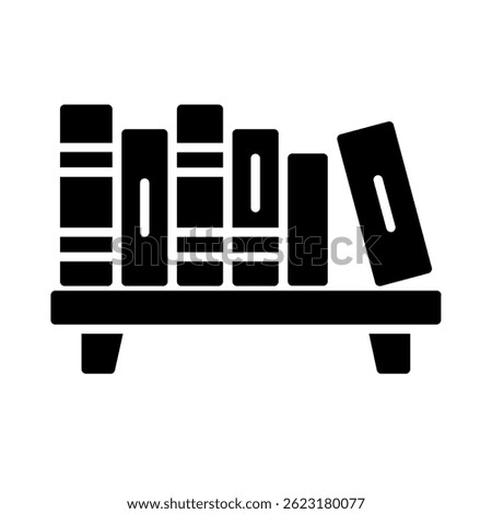Bookshelf Vector for Reading Room and Book Organizer. Library shelf illustration. Storage concept for novels and literature display. Glyph Icon