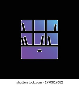 Icono del vector de gradiente azul de la estantería de libros