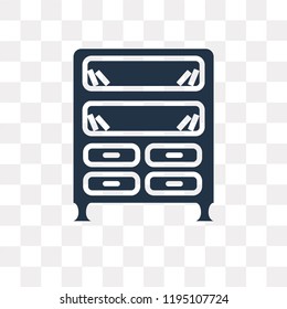 Bookshelve vector icon isolated on transparent background, Bookshelve transparency concept can be used web and mobile