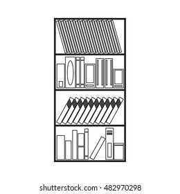 Bookshelves. Bookcase with books on the shelves. 