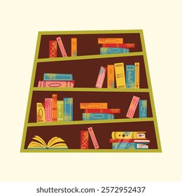 Bookshelves, books, stack of books set and reading illustration. Flat cartoon vector style. Book exchange crossing Bookstore, bookshop, library, book lover, bibliophile, education. Literature and read