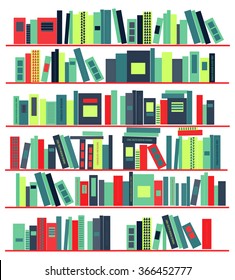 Bookshelves with books. Vector background