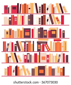Bookshelves with books. Vector background