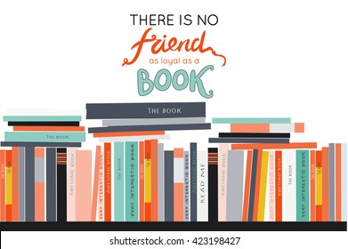 Bookshelves with books. Vector background