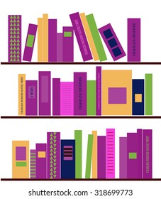 Bookshelves with books. Vector illustration