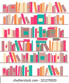 Bookshelves with books. Vector illustration
