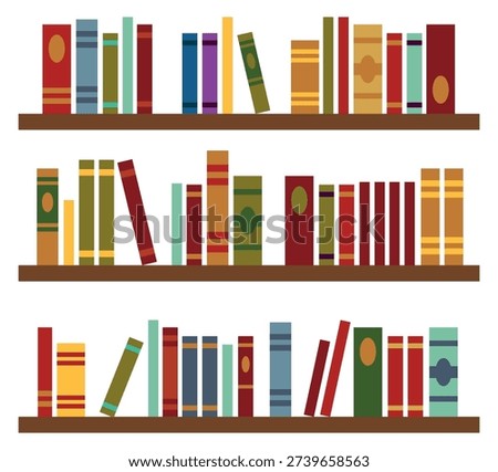 Bookshelves color icon. Library knowledge. Literature education