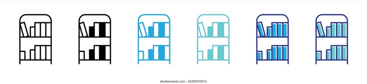 bookshelves icon set. containing knowledge, storage, library thin line and color style icon symbol sign for your app and web. vector illustration