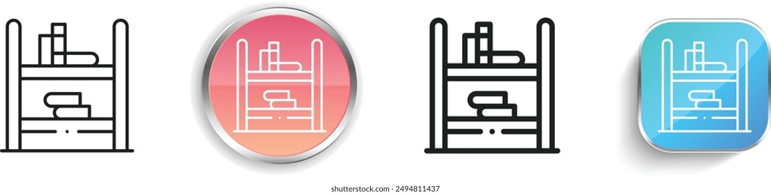 Symbol für virtuelle Bibliotheken. Flaches, lineares, regelmäßiges Design im Button-Stil isoliert auf weißem Hintergrund
