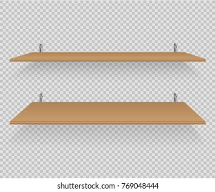 Bookshelves vector. Empty white shelf for book, CD, cup and other object. Shelves made of wood.