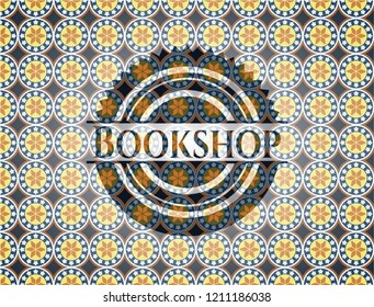 Bookshop arabesque emblem background. arabic decoration.