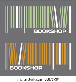 Bookshop, bookstore, barcode sign.