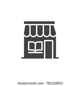 Bookshop building icon vector, filled flat sign, solid pictogram isolated on white. Bookstore symbol, logo illustration