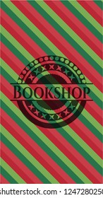 Bookshop Christmas Colors Style Emblem.