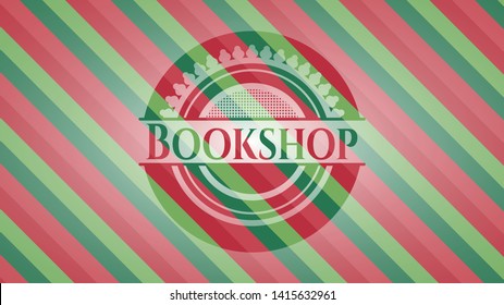 Bookshop Christmas Emblem. Vector Illustration. Detailed.