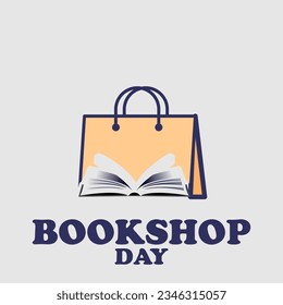 bookshop day. book and basket illustration