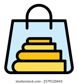 Bookshop icon outline vector. Book shelf. Library bookshelf color flat