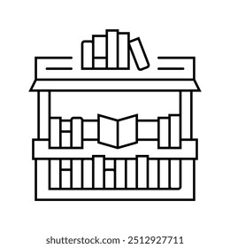 vetor de ícone de linha de livraria. sinal de loja de livraria. símbolo de contorno isolado ilustração preta
