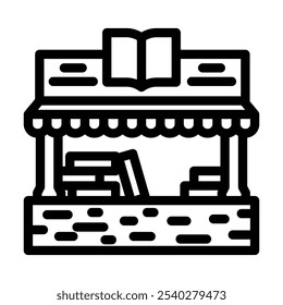 vetor de ícone de linha de livraria. sinal de loja de livraria. símbolo de contorno isolado ilustração preta
