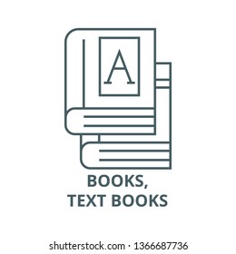 Books,text books line icon, vector. Books,text books outline sign, concept symbol, flat illustration