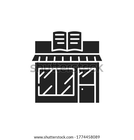 Bookstore black glyph icon. A store that sells books, and where people can buy them. Pictogram for web page, mobile app, promo. UI UX GUI design element