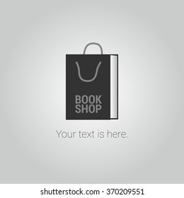 Bookstore, bookshop, library vector logo, icon, symbol, emblem, sign with book as a shopping bag