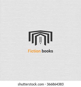 Bookstore, bookshop vector logo, symbol, emblem, sign. Vector icon for bookstore department  - Fiction books