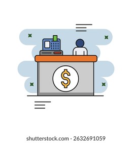 Bookstore color line icon with white background vector stock illustration