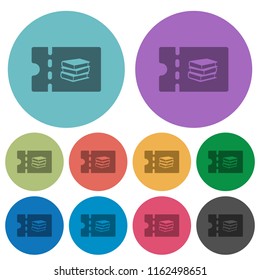Bookstore discount coupon darker flat icons on color round background