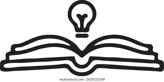 Bookstore or e-Learning Icon Open Book with Lightbulb Symbol