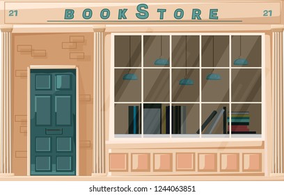 Bookstore facade isolated Vector. Architecture design illustration decor. detailed illustrations