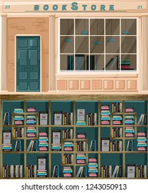 Bookstore facade Vector. Architecture design illustration decor. detailed illustrations
