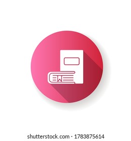 Bookstore flat design long shadow glyph icon. Educational publication. Bookshop products. Literature reading. Books online shop category. Silhouette RGB color illustration