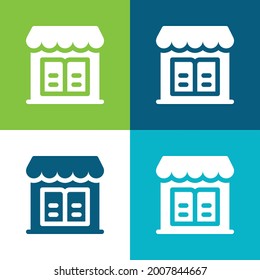 Bookstore Flat four color minimal icon set