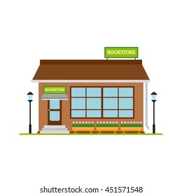 Bookstore flat style icon isolated on white. Vector illustration